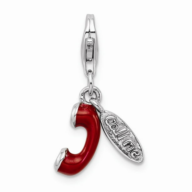 Amore La Vita Sterling Silver Enameled Love Click-On Lobster Clasp Charm Pendant Amore La Vita Sterling Silver Enameled Love Click-On Lobster Clasp Charm Pendant